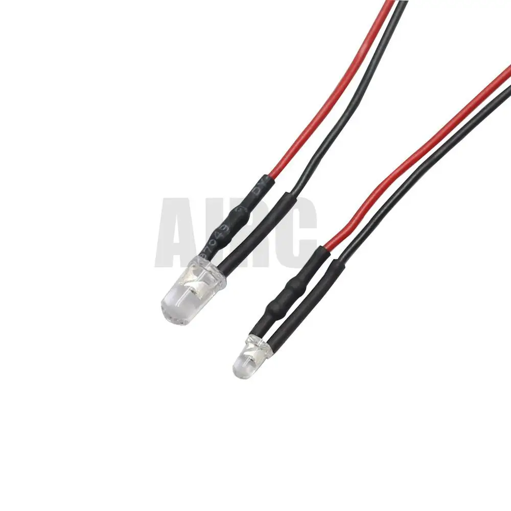 10개 3mm 5mm 3v-12v LED 라이트 빨간색 흰색 노란색 1/10 RC 크롤러 자동차 Traxxas Trx4 G63 Axial Scx10 D90 D110 Rgt Hsp Yikong 용