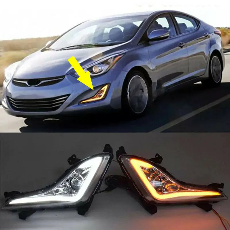 Для hyundai Elantra 14-16 дневные ходовые огни светодиодный DRL противотуманный светильник 1 комплект 2 шт. автомобильный модификация автомобильные аксессуары