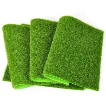 

HOT 4Pcs DIY Mini Fairy Garden Simulation Plants Fake Moss Decorative Lawn Turf Green Grass Mini Landscape Decoration