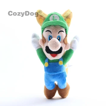 

22cm Mario Plush Toys Doll Peluche Cute Flying Raccoon Tanooki Mario Stuffed Toys Green Color Women Kids Birthday Party Gift