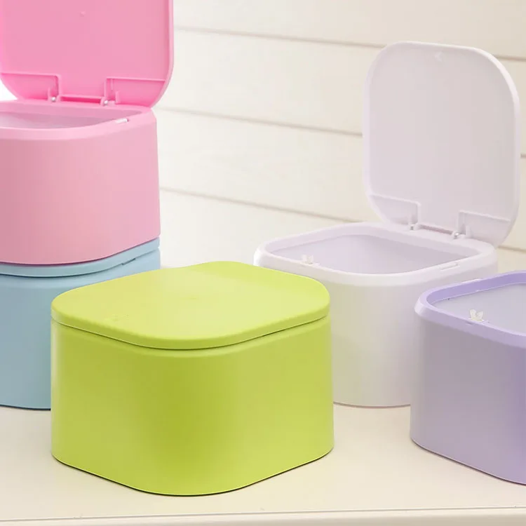 Симпатичная квадратная настольная мусорная корзина пуш типа с поп крышкой Kawaii