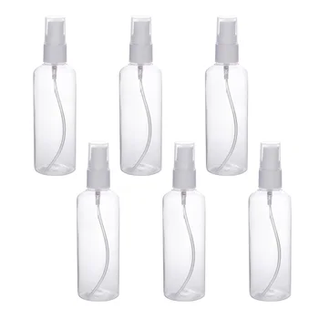 

6pcs 100ml Spray Bottles Portable Refillable Empty Transparent Plastic Bottles for Travel Household Cleaner Essential Oils