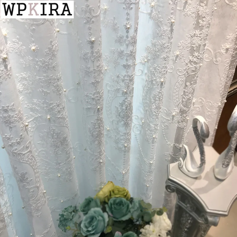 Embroidered Beaded Flower Window Curtains For Living Room Bedroom Bay Custom Panel Valances Kitchen Tulle ZH040&ampD | Дом и сад