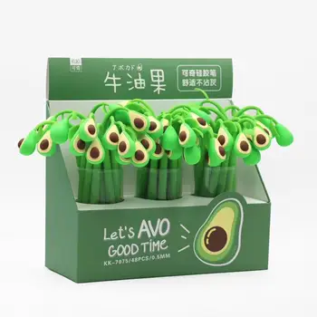 

36 pcs/lot Avocado Gel Pen Cute 0.5mm Silicone black ink Signature Pen School Office Supplies Promotional Gift