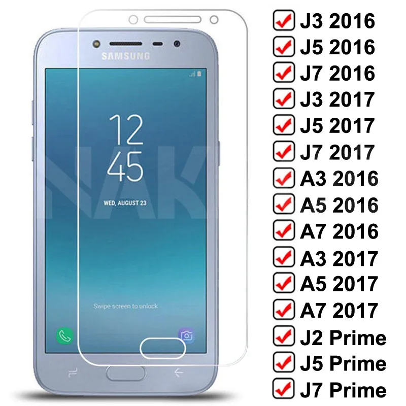 9H Защитное стекло для Samsung Galaxy J3 J5 J7 A3 A5 A7 2016 2017 J2 Prime J4 Core S7 закаленное защитное