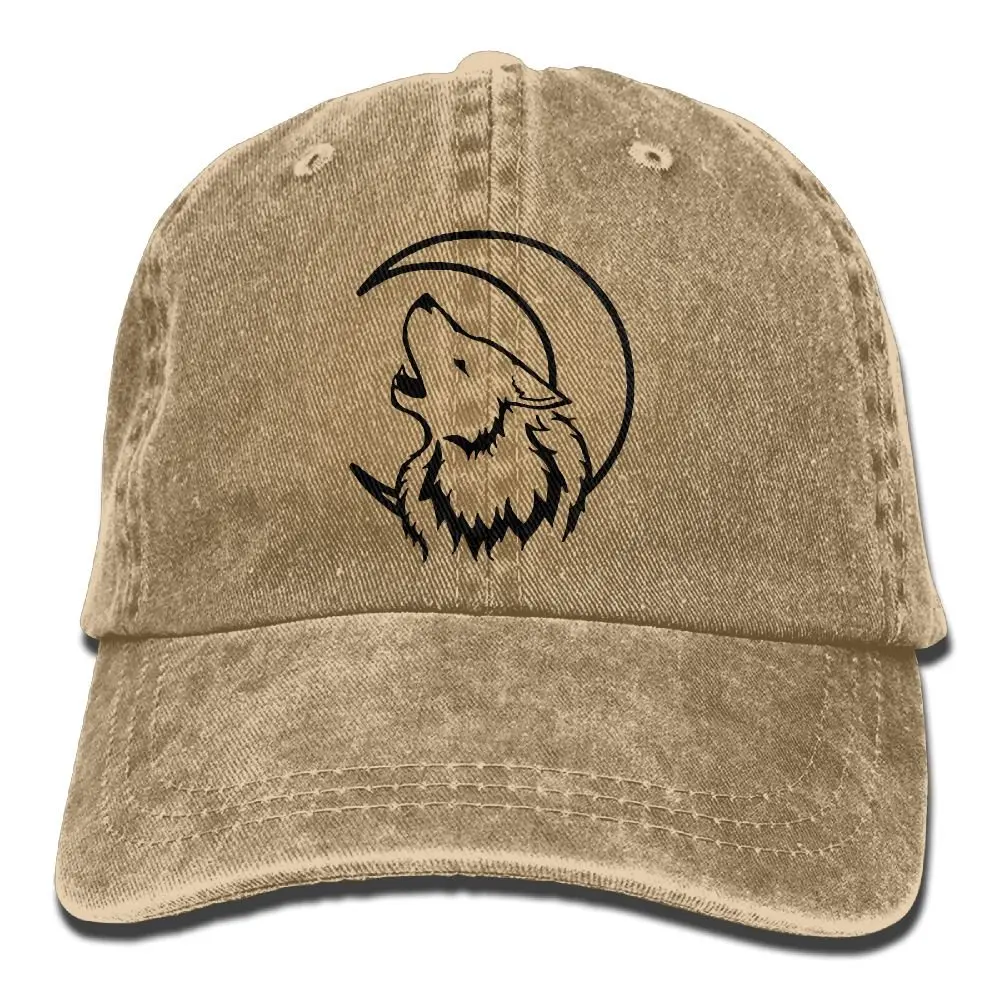 Полумесяц волк унисекс бейсболка хлопок деним Регулируемая шляпа от солнца для мужчин и женщин