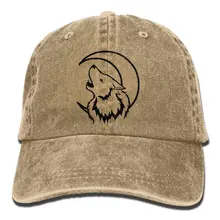 Полумесяц волк унисекс бейсболка хлопок деним Регулируемая шляпа от солнца для мужчин и женщин