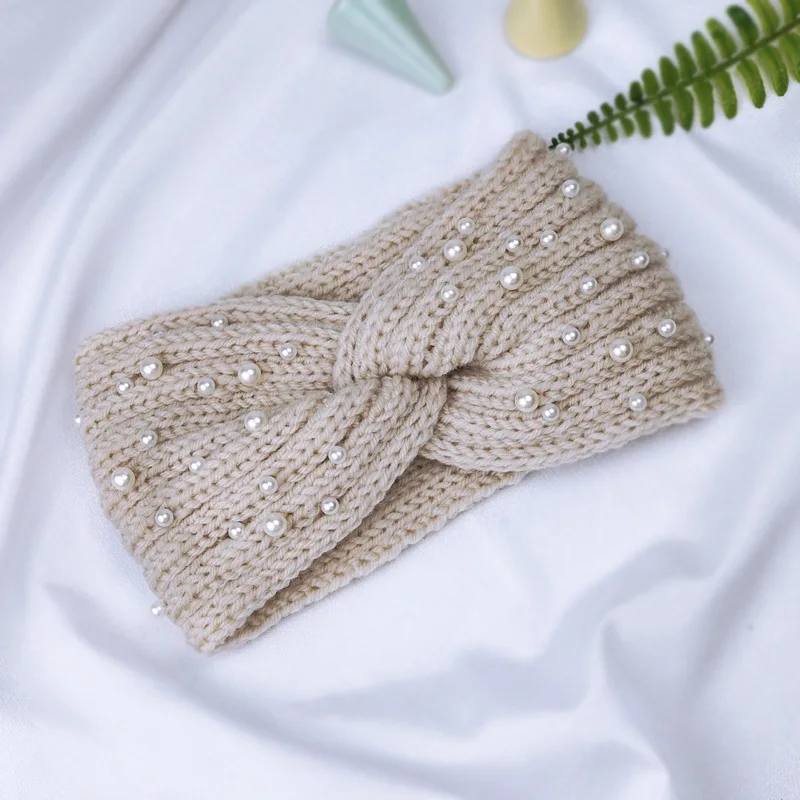 Autumn Winter Solid Crochet Knitting Wool Women Headband Weaving Cross For Handmade DIY Hair Bands Warm Sweet Girl Hair Accessor black head scarf Hair Accessories