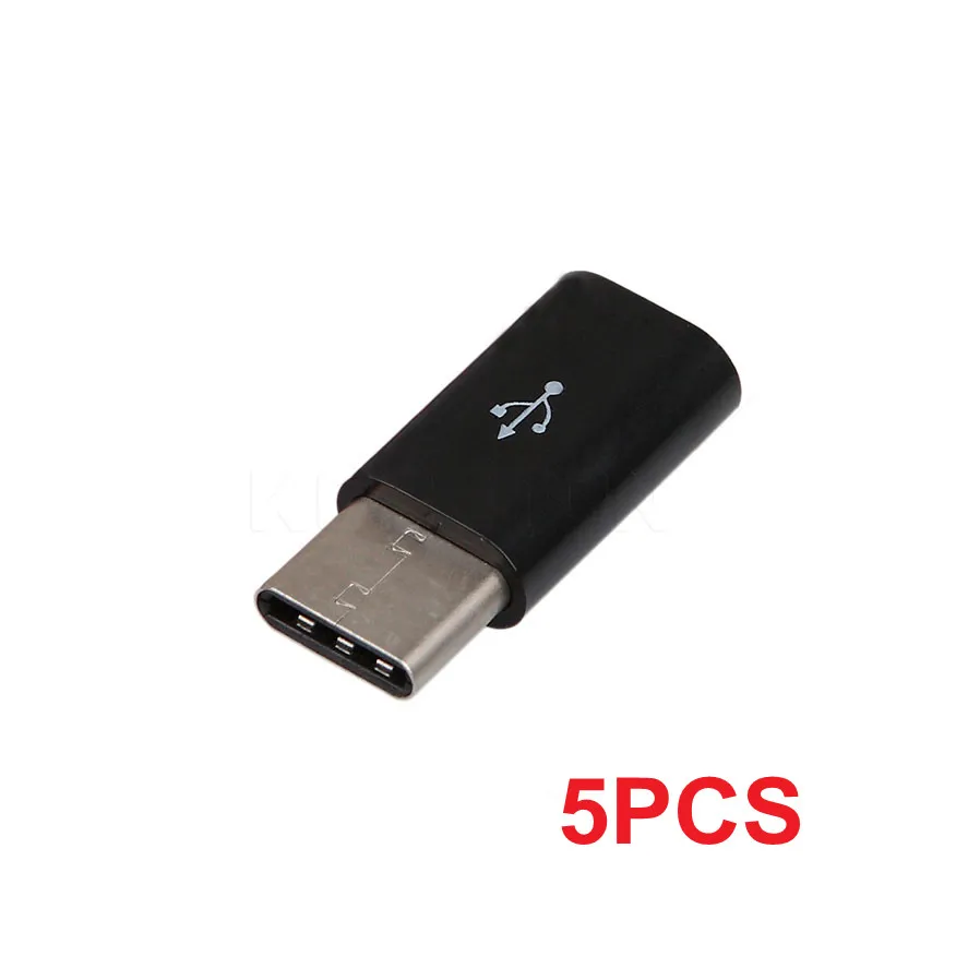 Kebidu 5 шт. Тип с микро usb зарядка через USB с синхронной передачей данных Mini usb 3,1 Мужской 5 Pin гнездовой данных головка передачи адаптер - Цвет: Black
