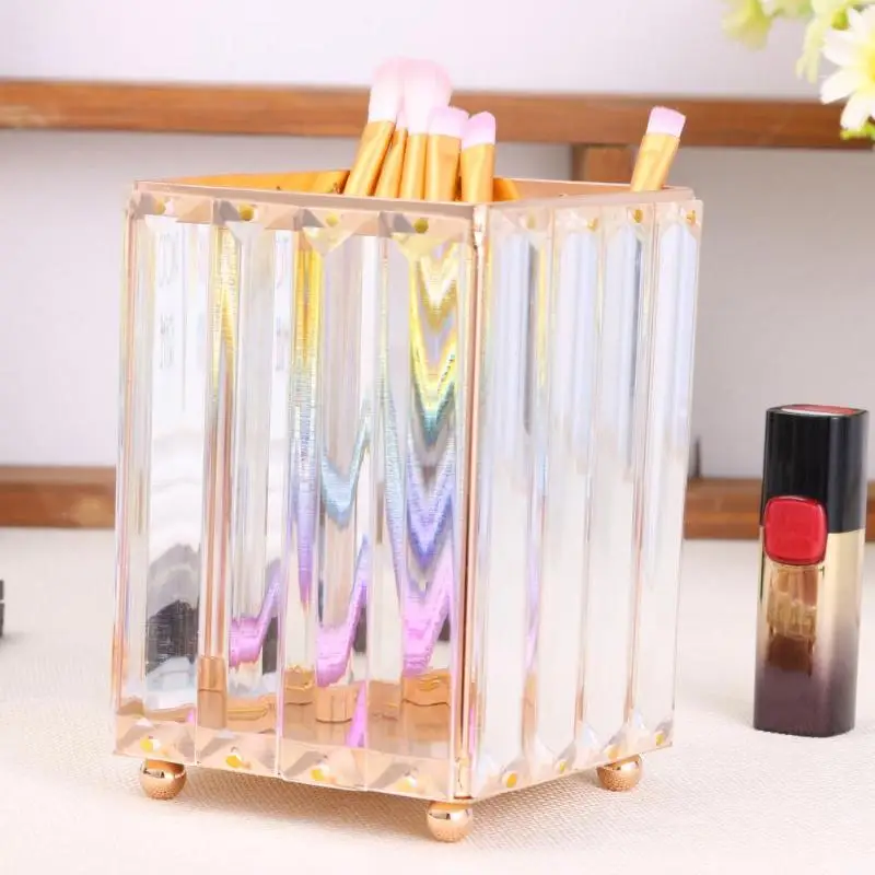 

1Pcs Multifunction Metal Makeup Organizers European Style Square Crystal Makeup Brush Storage Box Jewelry Organizer