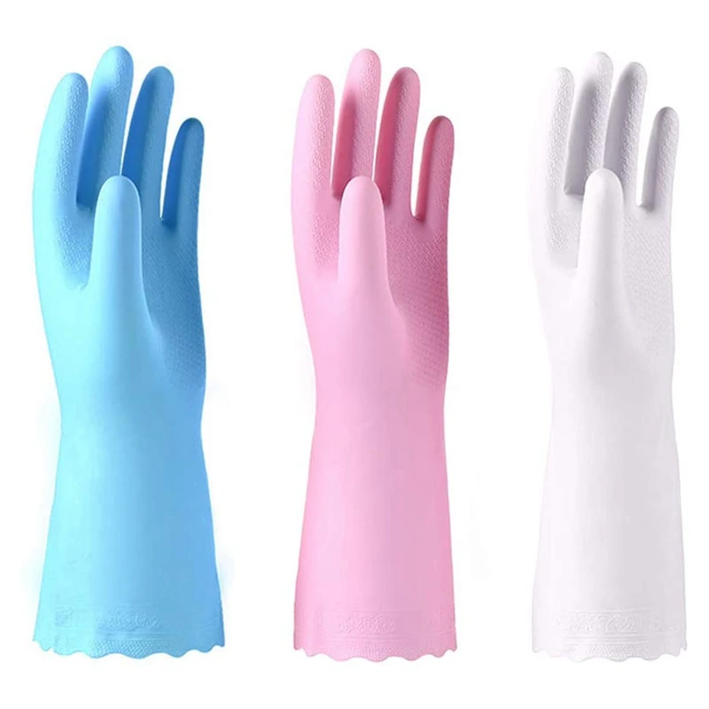 3 Pack Of Cleaning Gloves, Dishwashing Gloves with Cotton Flocking