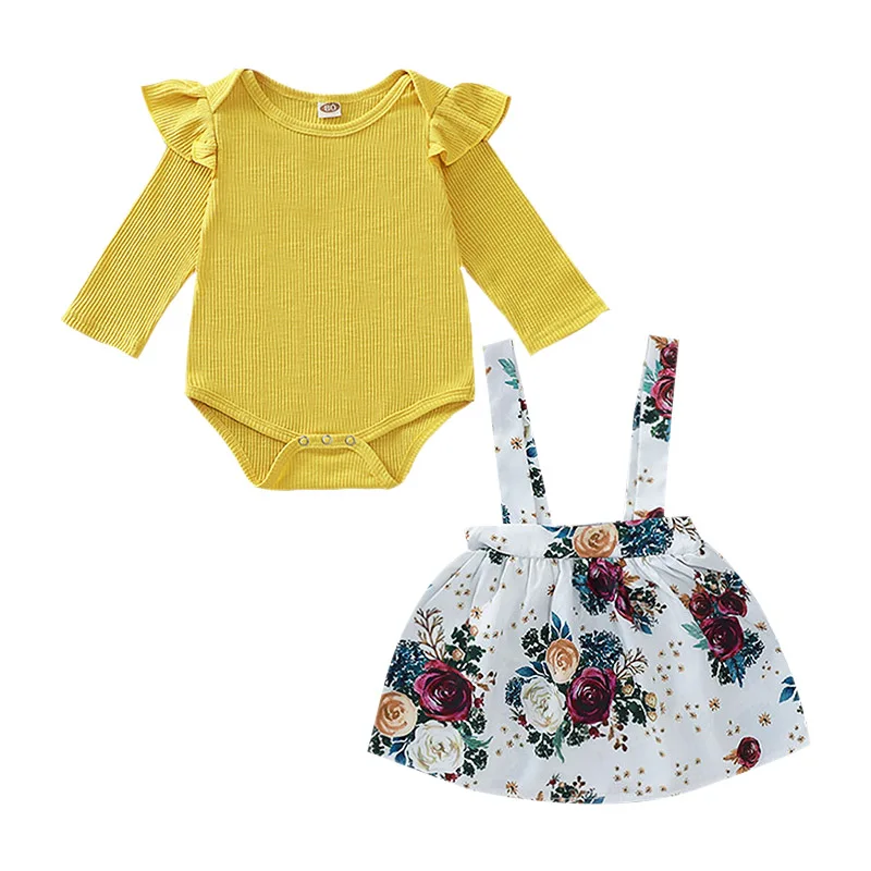 

Spring Autumn Baby Girl Newborn Long Sleeve Clothing Set Rompers +Flower Skirts Costume Sets Infant Toddler Clothes