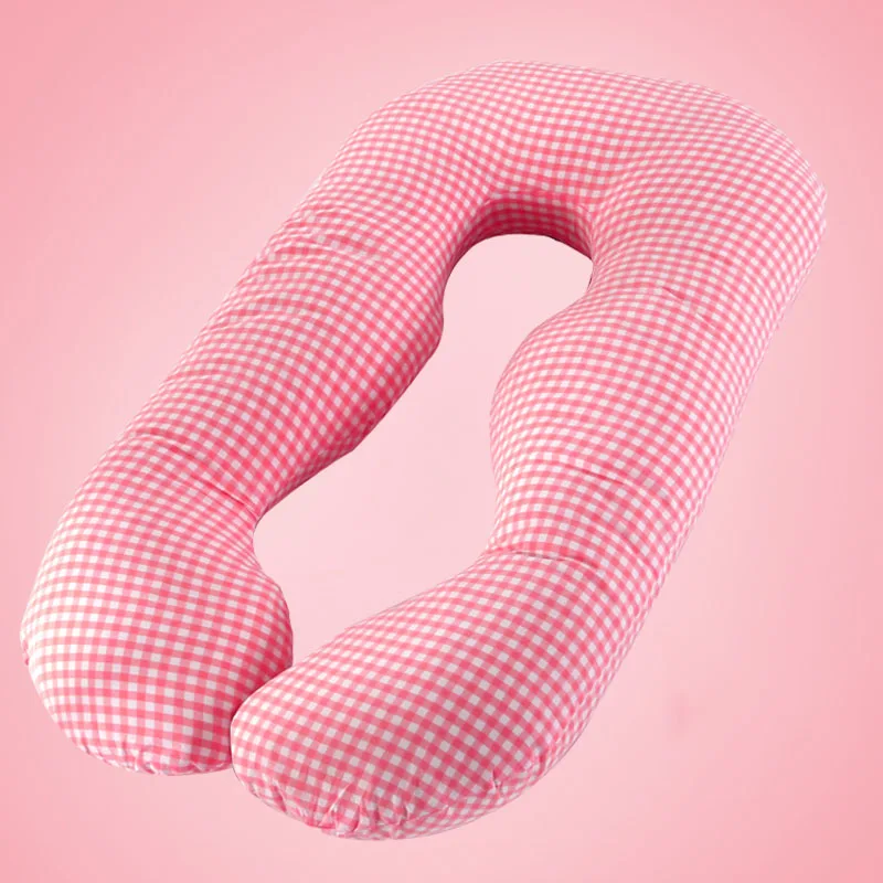 pink U-образная Подушка для сна для беременных женщин хлопковая наволочка Подушка для тела беременность боковые шпалы постельные принадлежности - Цвет: pink
