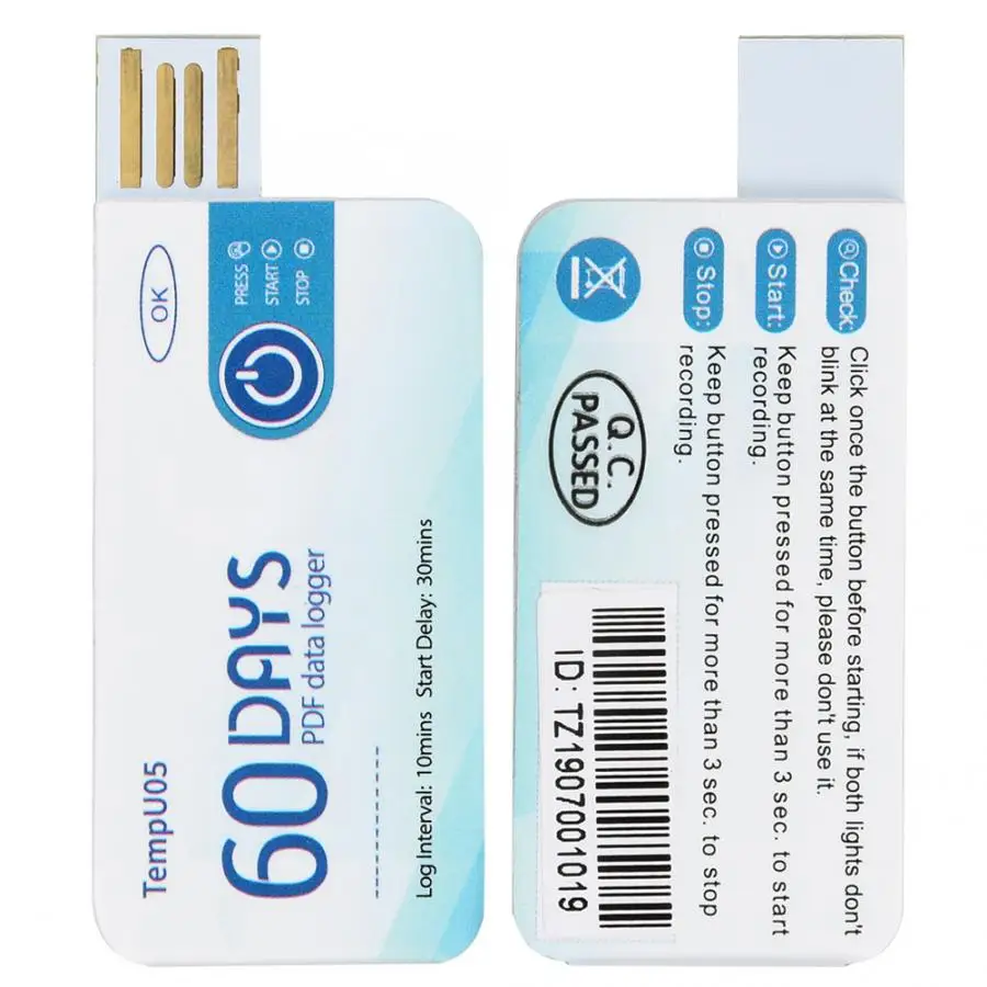 TempU05 регистратор данных температуры одноразовый USB Регистратор температуры PDF отчет для мониторинга пищевых химических продуктов