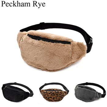 

Fanny Pack Women Waist Bag Faux Fur Plush Chest Belt Bags Female Bum Bag Travel Shoulder Bags for Women 2019 Leopard Phone Pouch