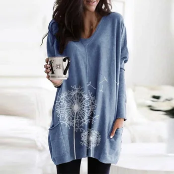 

Elegant Printed Pullovers Women's Spring Long Blouse 2020 Casual O Neck Blusas Female Long Sleeve Shirts Plus Size Floral Tunic