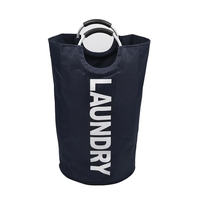 Navy blue Shushi портативная Водонепроницаемая корзина для белья двойной слой Тяжелая грязная одежда большая корзина для белья - Цвет: Navy blue