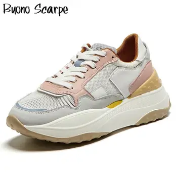 

Mesh Platform Femmes Chaussures 2020 Women Shoes Real Leather Zapatos Mujer Woman Flats Casual Sneakers Designer Tenis Sneakers