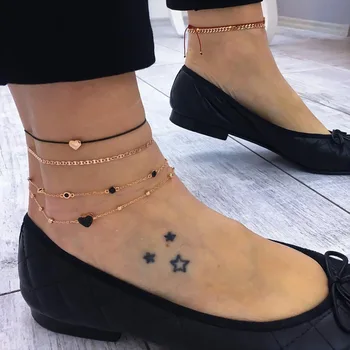 

Fashion Exquisite Hand-made Popular Personality New Women's Heart-shaped Multi-layered Anklet Beach Holiday Set Accessories