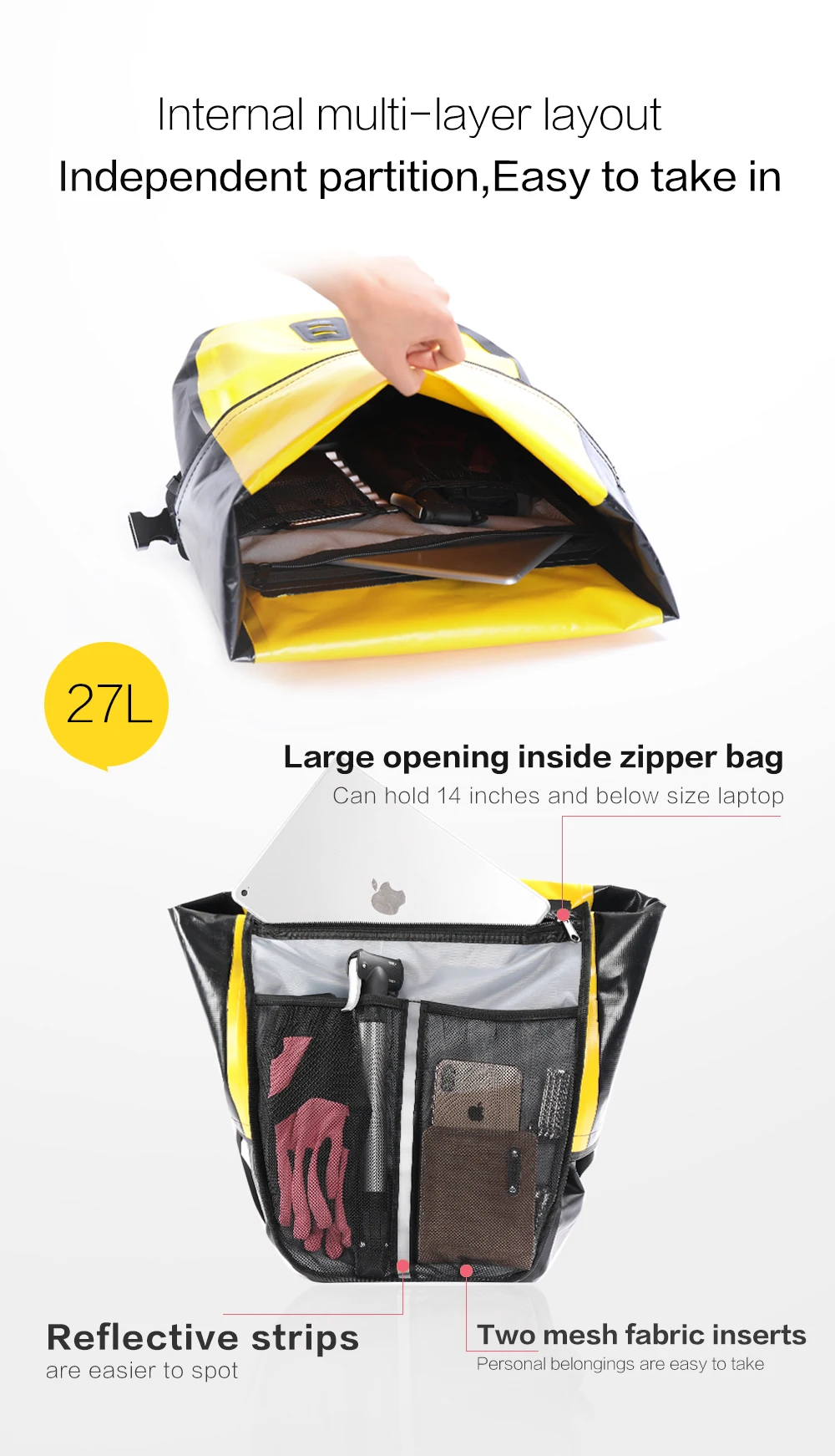 Excellent RHINOWALK Waterproof Bike Bag 27L Travel Cycling Bag Basket Bicycle Rear Rack Tail Seat Trunk Bags bicycle bags & panniers 11