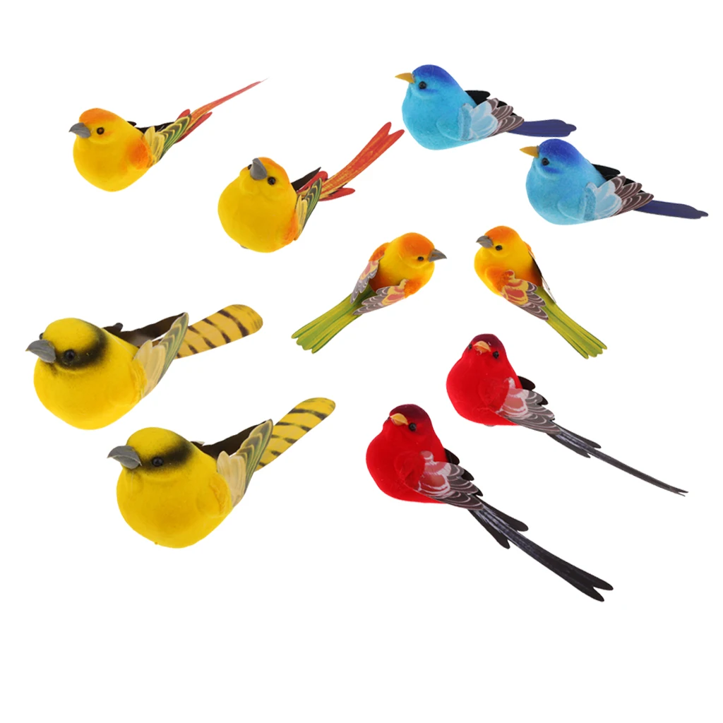 Set Of 10 Artificial Realistic Decor Fake Bird Simulation Home Ornament