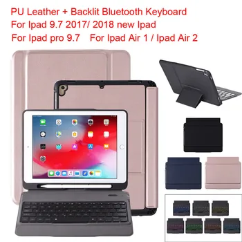 

Wireless Bluetooth Keyboard w/Backlit Tablet Cover For iPad 9.7 2017 2018 Air1/2 Colorful backlit keyboard