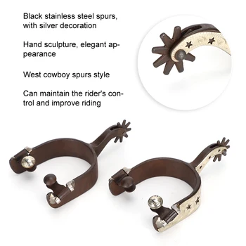 

Low Carbon Steel Hand Sculpture Elegant Appearance Cowboy Horse Boot Spurs Decoration for Equestrian Competition Entertainment