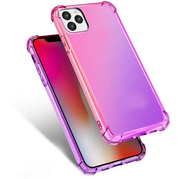 Противоударные градиентные мягкие чехлы из ТПУ для Iphone 11 Pro XR XS MAX X 8 7 6 5s SE четыре угла подушка безопасности воздушная сумка анти шок 100 шт