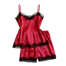 JAYCOSIN нежные женские кружевные красные атласные шелковые камзол шорты комплект пижамы повседневные пижамы удобные медовый месяц белье