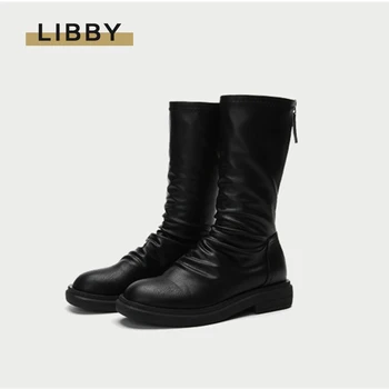 

2020 new autumn British style thick heel round toe Martin boots back zipper fashion short boots black breathable smoke tubeboots