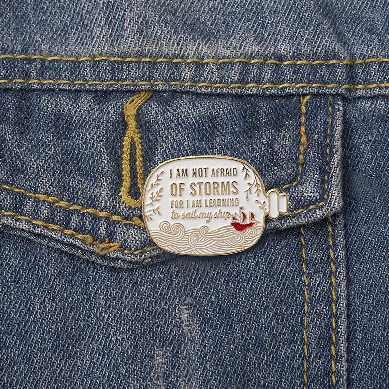 

Letter I Am Not Afraid OF ATORMS Brooches for Women Book Lovers Inspirational Badge Enamel Pins Jewelry Clothing Accesories