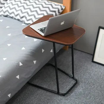 

Square Laptop Desk Coffee Tea Table for Living Room Storage Rack Movable Bed Side Tables Wooden Color Sofa Side Table