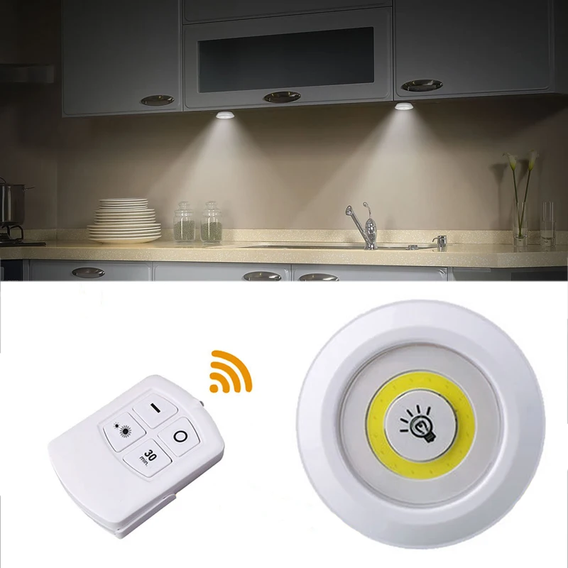 Dimmable LED Under Cabinet Light with Remote Control Battery Operated LED Closet Lights for Wardrobe Kitchen Night Light