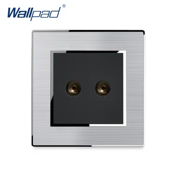 

2 TV Socket Wallpad Stainless Steel Panel With Silver Border Wall Socket Weak Electricity Sockets