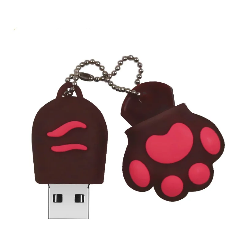 Brown Милый USB флеш-накопитель с когтями из мультфильмов, 4 ГБ, 8 ГБ, USB 2,0, 16 ГБ, флеш-накопитель, 32 ГБ, USB флеш-накопитель, 64 ГБ, 128 ГБ, с брелоком - Цвет: Brown