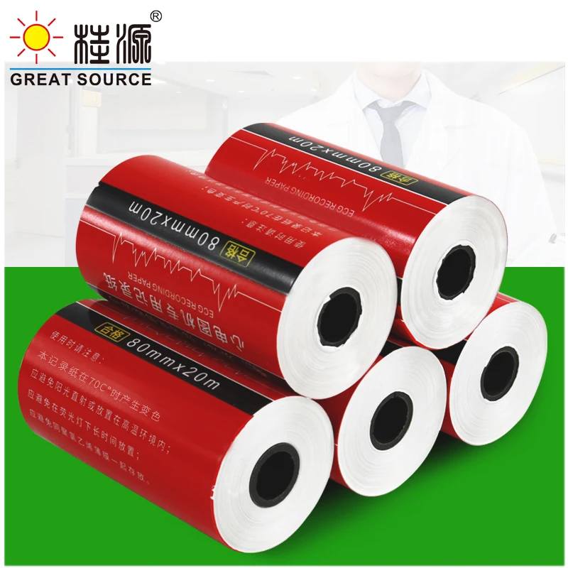 MQQ 110mm Medical Electrocardiogram Recording Paper 6 Leads 60g Pulp Paper 20meters(10Rolls)