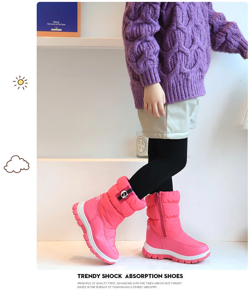 Водонепроницаемые зимние ботинки; детская обувь для девочек; зимние ботинки; модная плюшевая детская обувь; кроссовки для студентов; Детские хлопковые ботинки