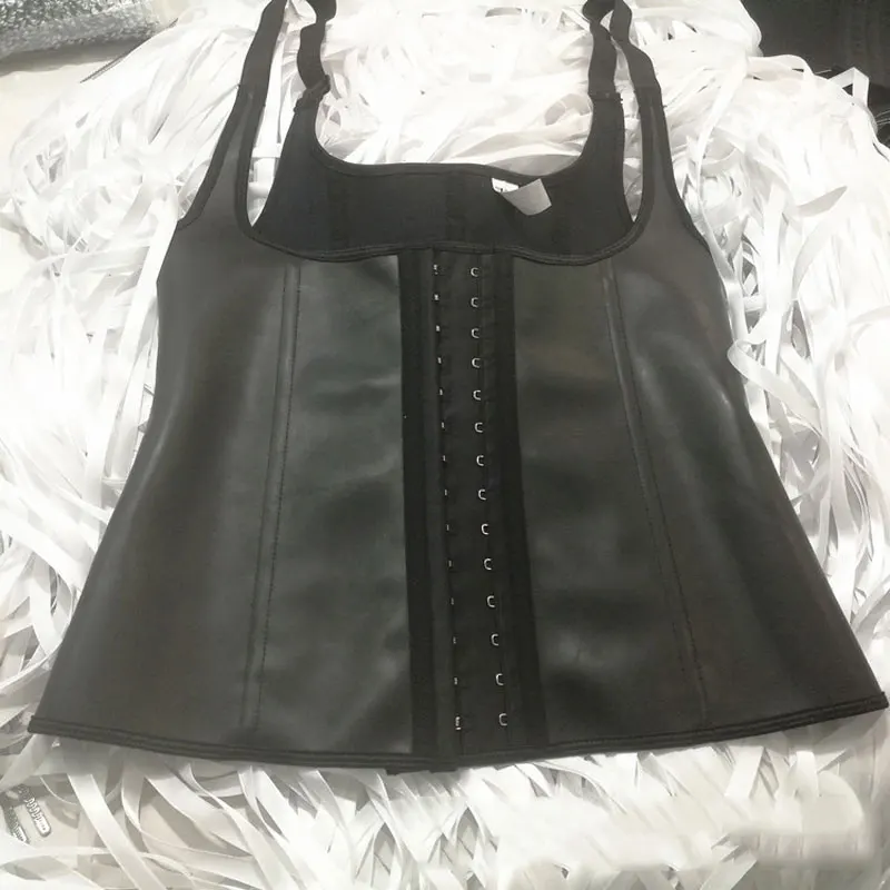 

9 Steel Boned Latex Vest Waist Trainer Shinny Rubber Bustier Adjustable Shoulder Elastic Strap Korse Gym Sports Gorset Overbust