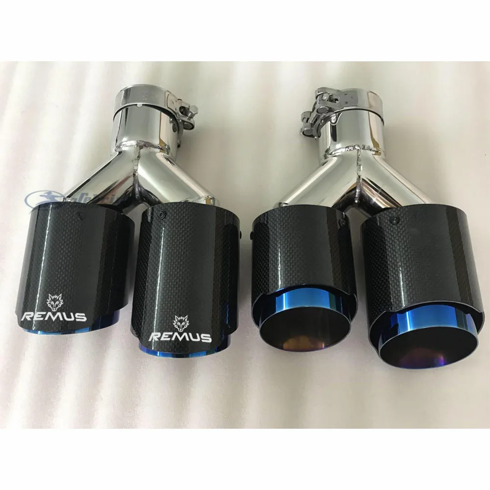 US $85.08 2pcs Left And Right Car Modification Remus For Mk7 Universal Dual Blue Automobile Exhaust Pipe Muffler Tip 3 Series W222 E70