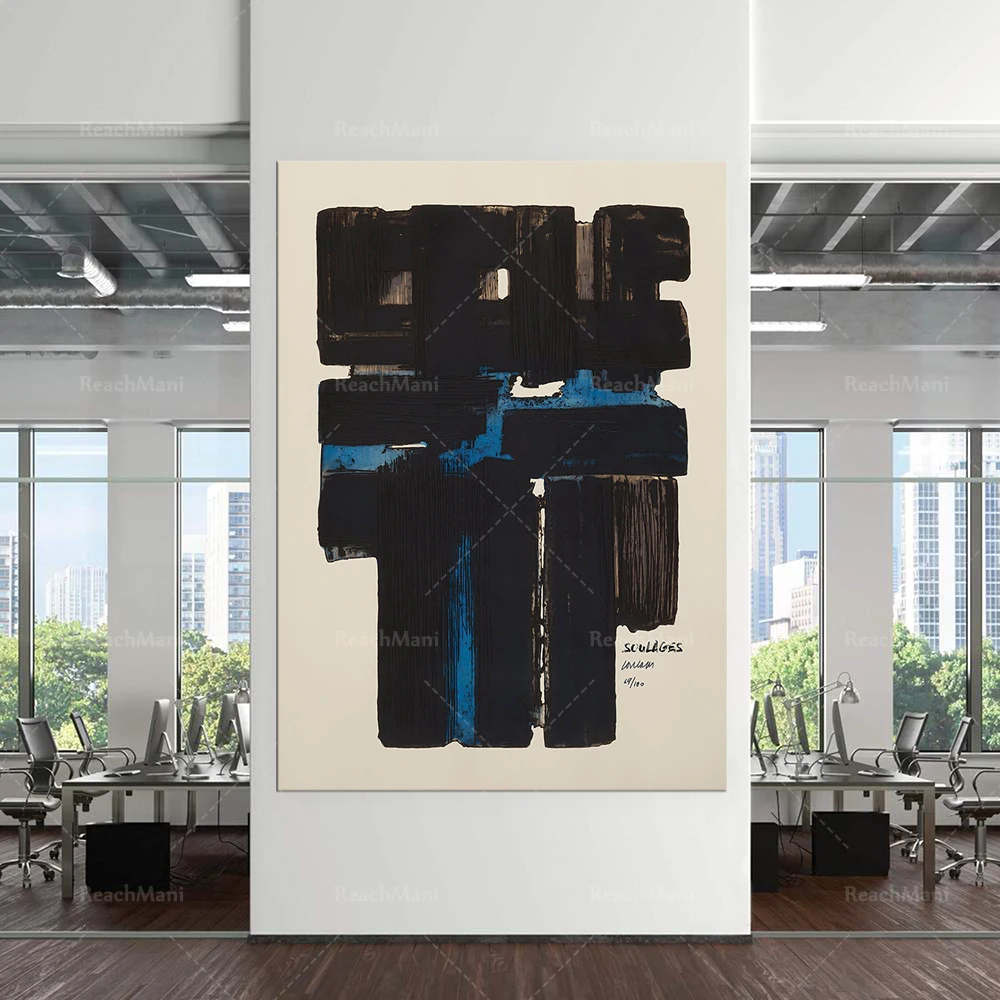 Modern Poster Soulages Print Wall Decor Print Soulages Poster Pierre Soulages Exhibition Poster High Quality Poster Minimalist Print