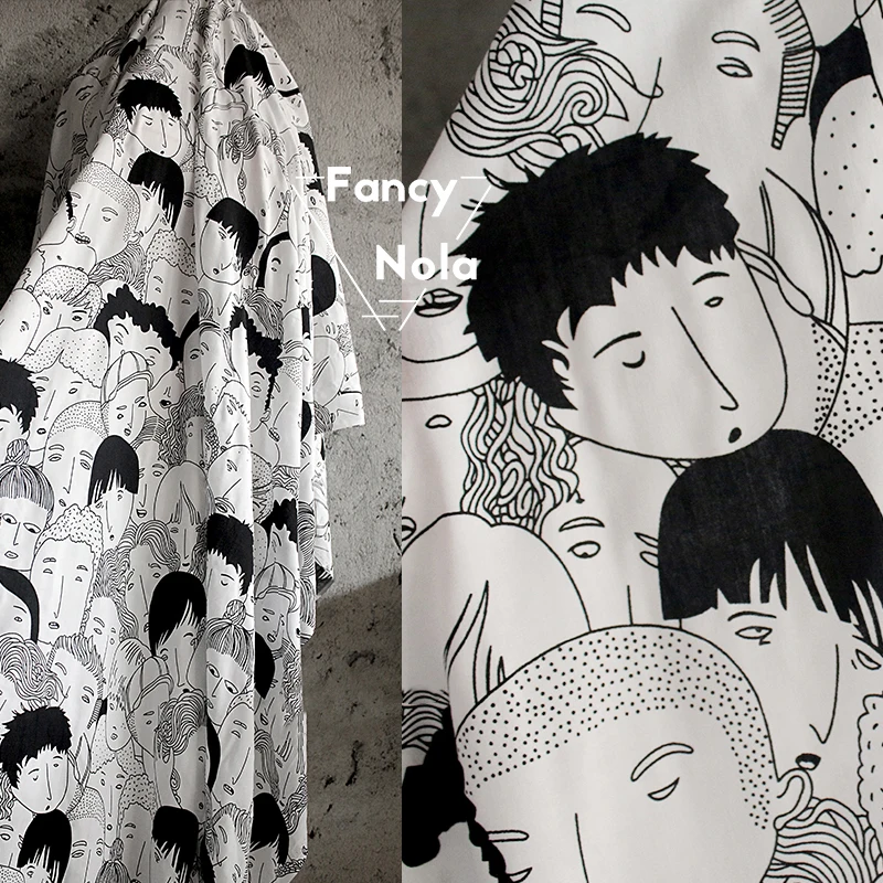 The Millennials Cartoon Grattifi Fabric 145cm Width Pattern Printed Cotton Cloth Creative Designer CG063 | Аксессуары для одежды