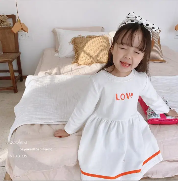 Платье для девочек в Корейском стиле модное весеннее Хлопковое платье для девочек 3-8 лет