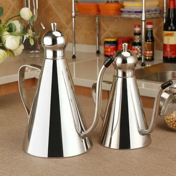 

1L Stainless Steel Olive Oil Vinegar Dispenser Jar Seasoning Condiment Pot Bottles Container Kitchen Storage Tools Gravy Boat
