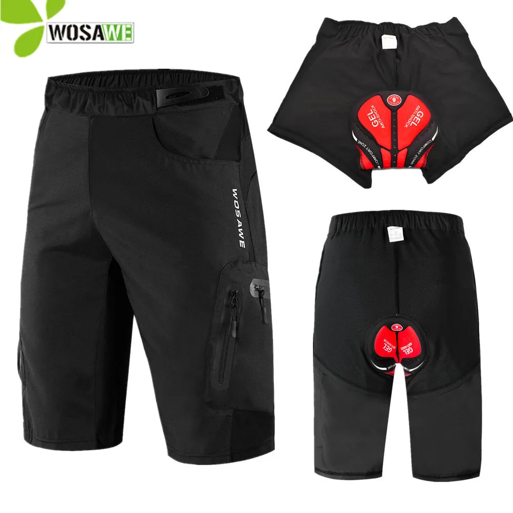 

WOSAWE Men's Cycling Shorts with Gel Pad Silicone Cushion Bicycle Water Dirty Resistance Breathable Bike Downhill MTB Shorts