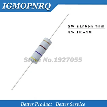 

5pcs 5W 5% Carbon Film resistor 1R ~ 1M 2.2R 10R 22R 47R 51R 100R 150R 470R 1K 2.2K 10K 22K 47K 51K 100K 150K 470K ohm IGMOPNRQ