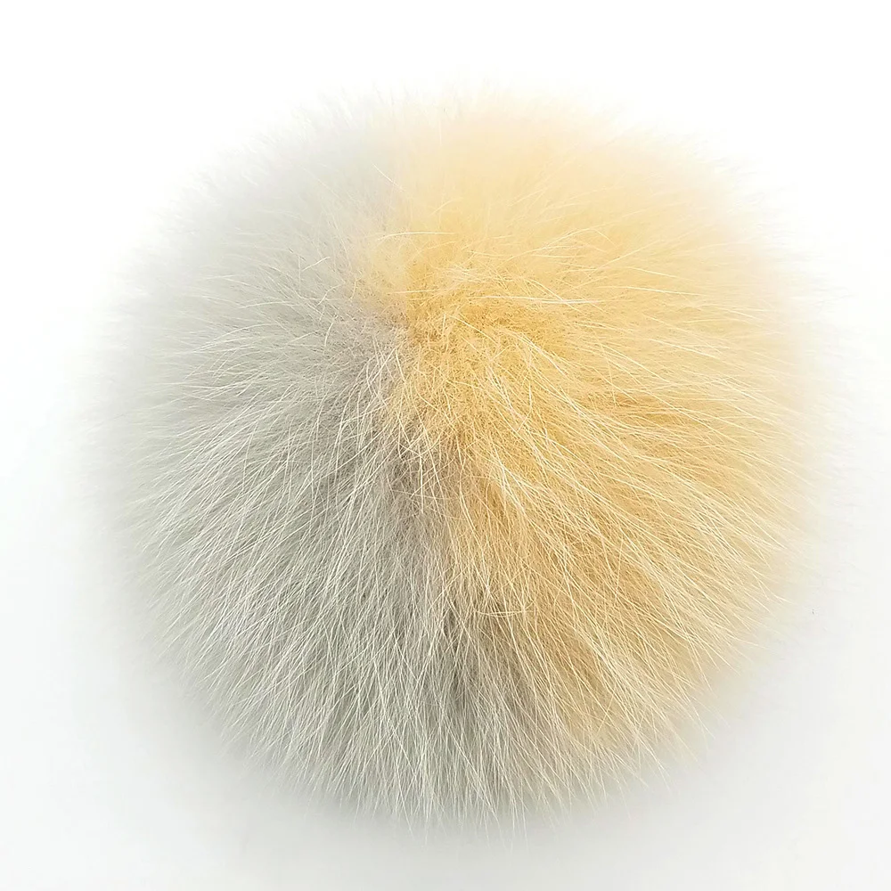 

10pcs 14cm real fox fur pompom warmth two colors pompom with button women beanie hat or cap accessories Kc911081