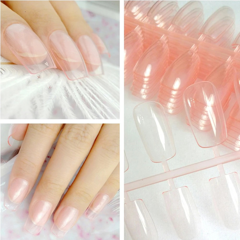 Wholesale Acrylic Long Fake Nails For Design Transparent Orange Pink False Fingernails Lady Full Cover Tip Salon Manicure False Nails Aliexpress