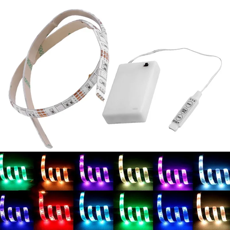 Светодиодный светильник IP65 2 м/1,5 м/1 м/0,5 м 5050 SMD RGB/теплый/холодный светодиодный гибкий ленточный светильник с батарейным блоком - Испускаемый цвет: 50CM RGB