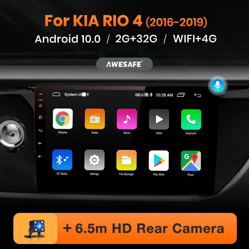 Автомагнитола AWESAFE PX9 для KIA RIO мультимедийный видеоплеер на Android 2016 2 Гб ОЗУ 32 ПЗУ с