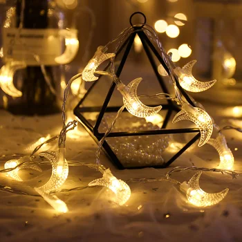 

10M 100Led Moon Shape Light String Festival Decoration Lighting Eu Plug Indoor And Outdoor Party Decoration Multicolor Optional